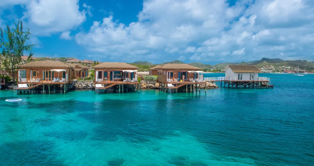 Sandals Over the water bungalows in the Caribbean