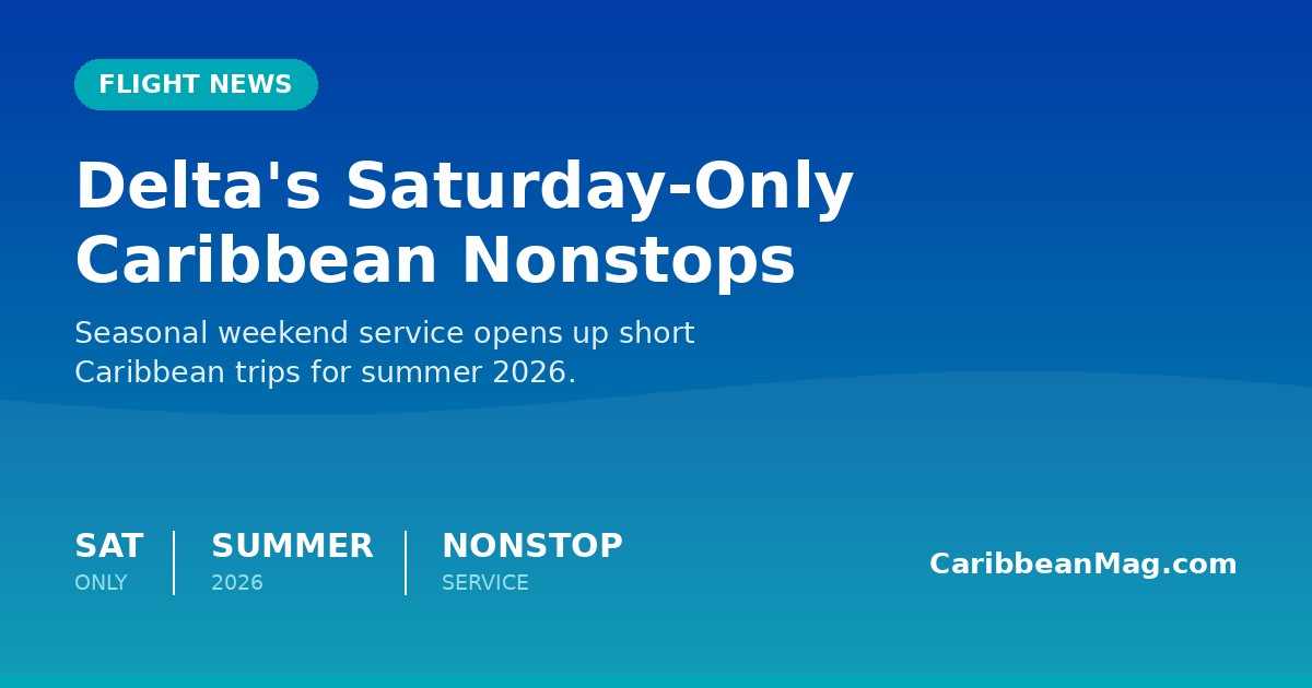 Delta’s New Saturday-Only Nonstop Flights to the Caribbean Are Taking Off for Summer 2026